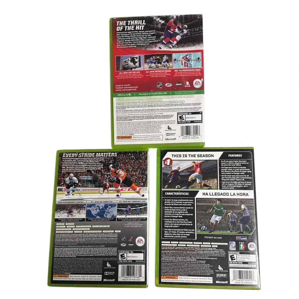 Xbox 360 Sports Games Lot NHL 13 NHL 14 FIFA 07 Bundle Complete‎ Manual Disc